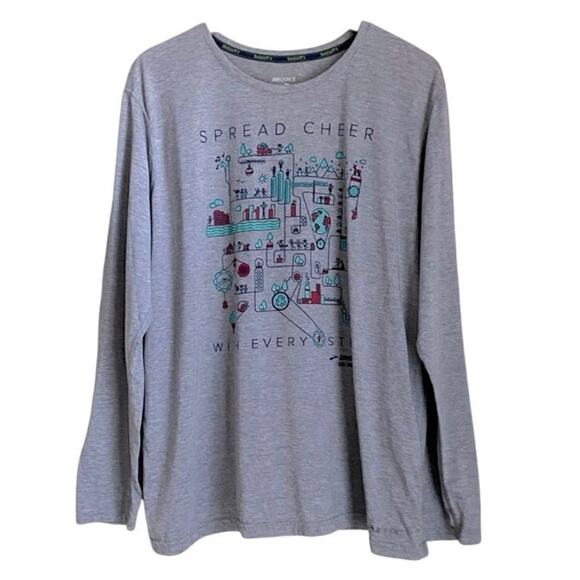 Lot 2 Brooks Run Happy Long Sleeve Shirts XL Spread Cheer Yeti Holiday Graphic - Picture 9 of 11